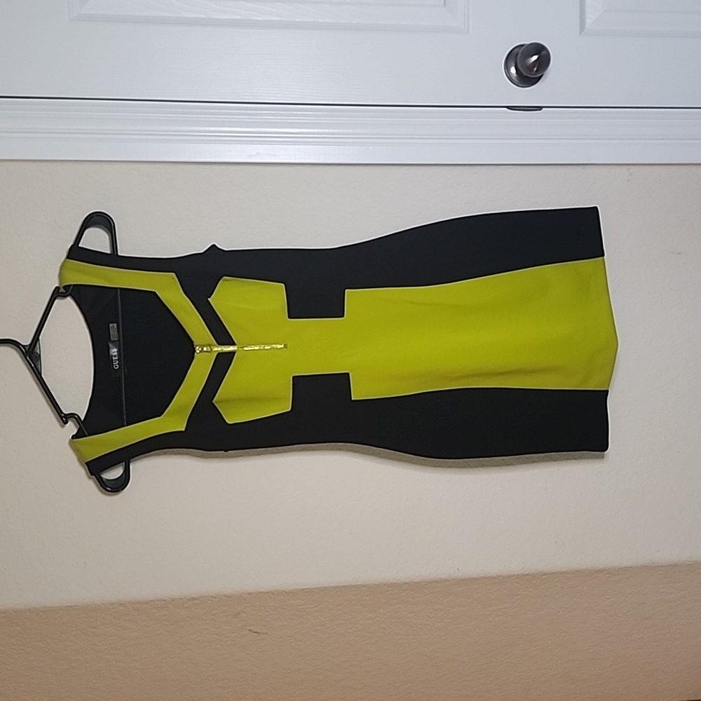 Guess black/green fitted mini dress